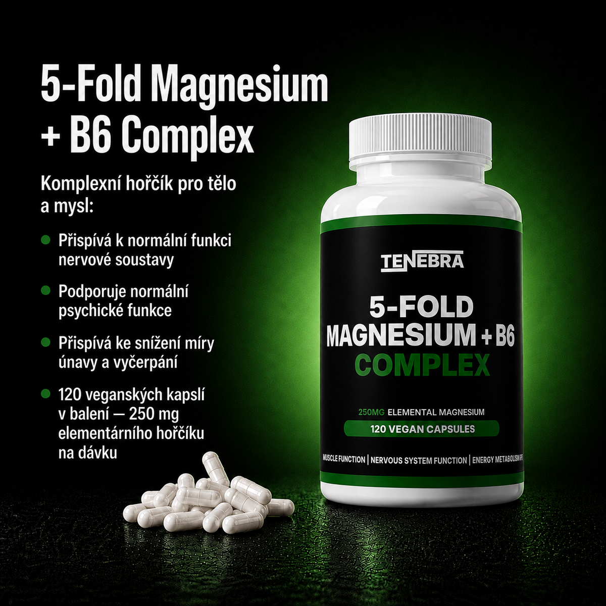 Magnesium 5x Complex + B6 - 120 vegan capsules