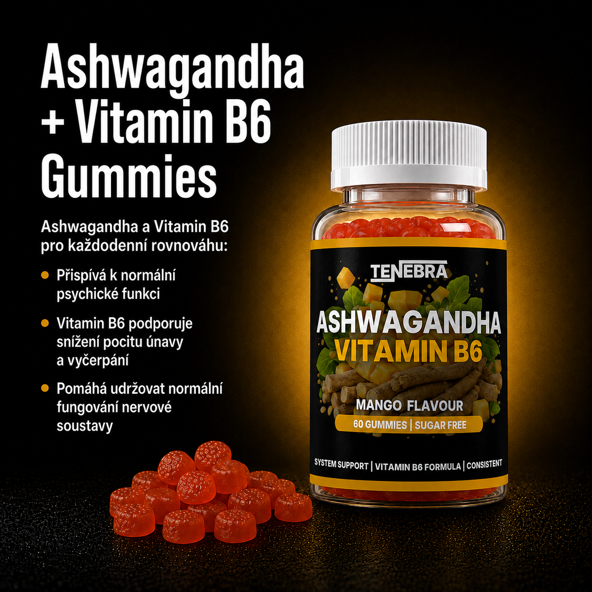 Ashwagandha + Vitamin B6 Gummies - 60 pcs.